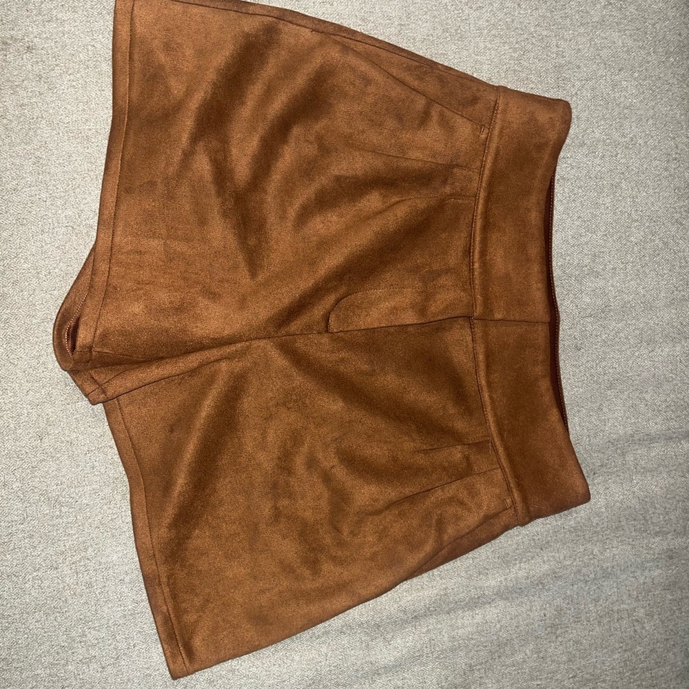 Express High Waist Brown Suede Shorts - Picture 3 of 3